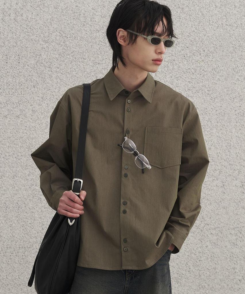 SENTAIR Curved Line Pigment Shirt_Khaki
