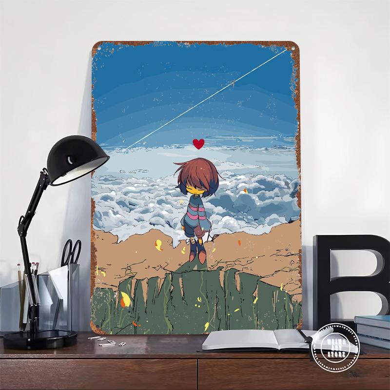 Undertale Printed Poster Customized Wall Art Retro Vintage Metal Tin Signs for Apartment Decoration Room Garage Decorations Home