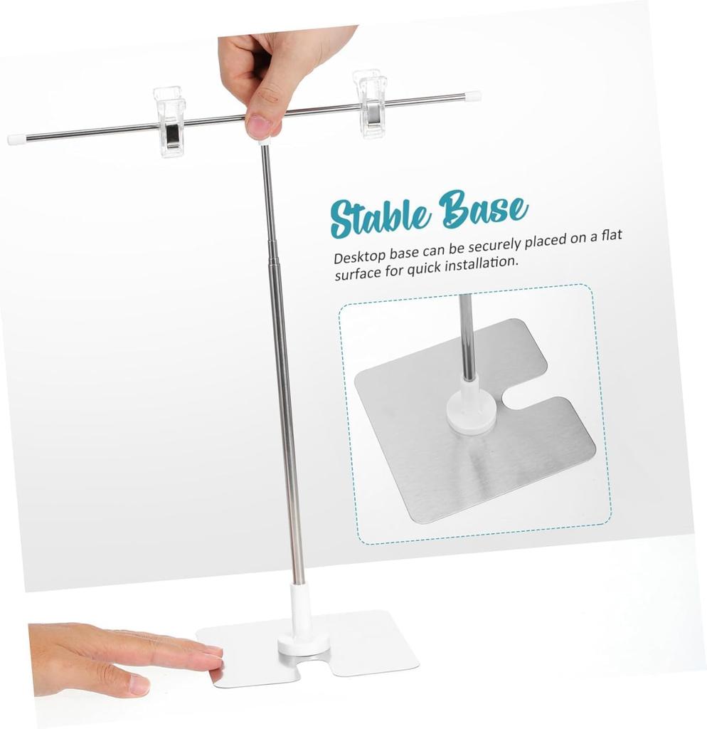 2 Pack T Shaped Adjustable Metal Banner Holder Table Poster Stand Advertising Display Banner Stand Store Counter Poster Stand Table Top Banner Stand