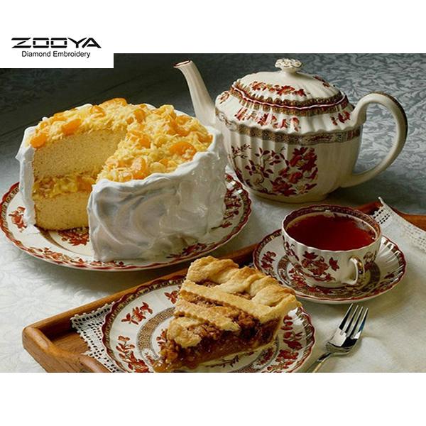 

ZOOYA DIY 3D круглая алмазная картина чайный десерт вышивка крестиком домашний декор
