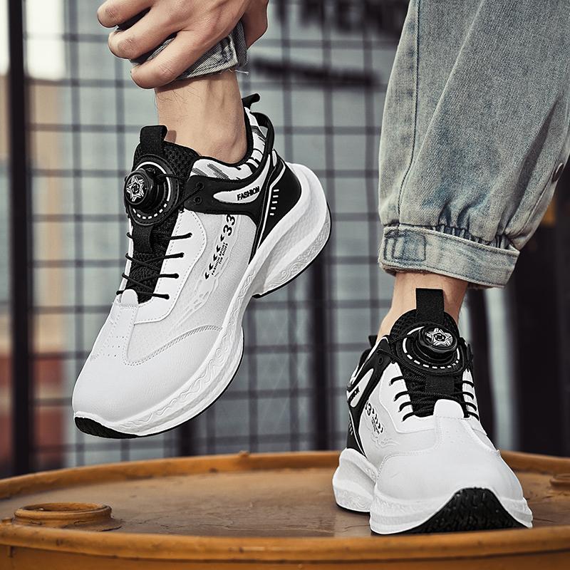 Men's Breathable Casual Sports Shoes Four Season New Rotating Shoelaces Outdoor Running Shoes Student Sneakers Youth Trendy