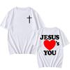 Christian Bible Verse 2025 New Tshirts Jesus Loves You T-shirt Round Neck Summer Cotton T Shirt Men Women Clothing Tee
