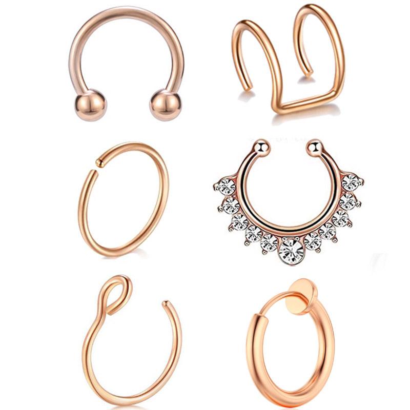Stainless Steel Inlaid Diamond Nasal Ring Lip Ring Multi -use Ring Jewelry Suite Personality Earrings Earrings Ear Clip