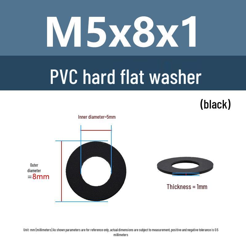 Yigu Black Nylon PVC Sealing Washer M4/M5: Thick, Insulating Plastic for Screws