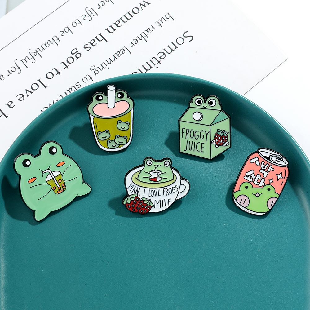 Funny Frog Brooch Charms for Accessories Men Lapel Pins Women Badge Boy Girl Bag Decorations Buckle Accessories Gifts