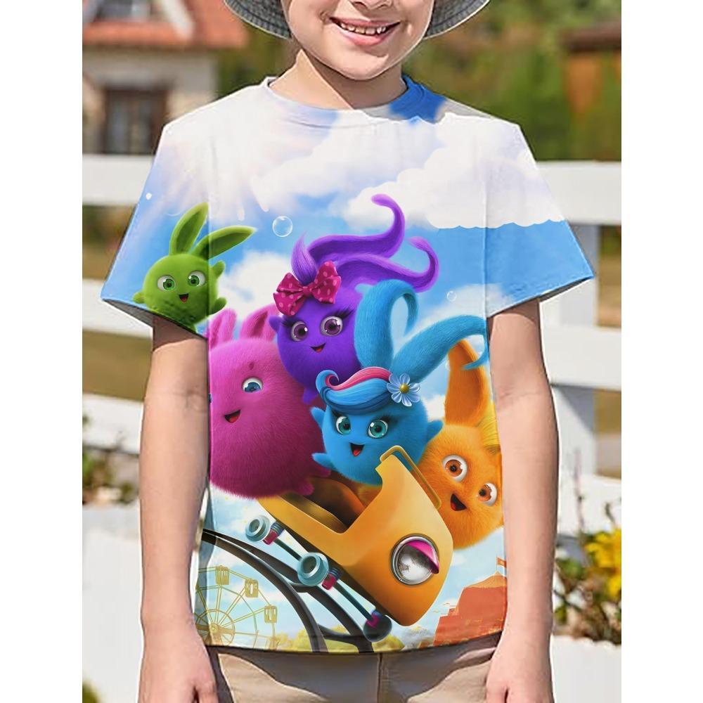 Sunny Bunnies 3DPrinting Children Animated Series Tops Round Neck Cartoon Casual Children Comfortable Tees summer Tops Funny T-shirt Anime T-shirt