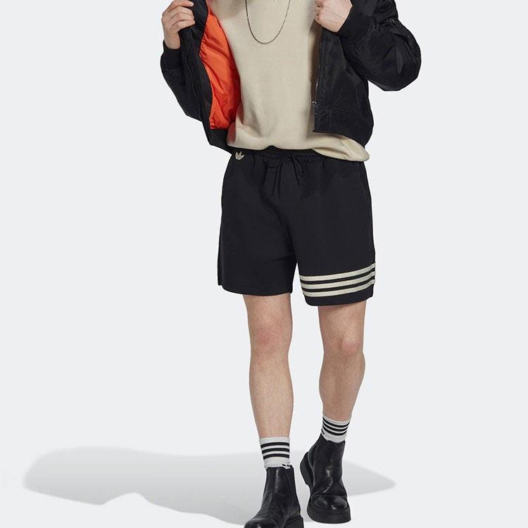 Adidas Originals Classic Striped Series Straight Leg Casual Shorts Men Bottoms Black HN6594