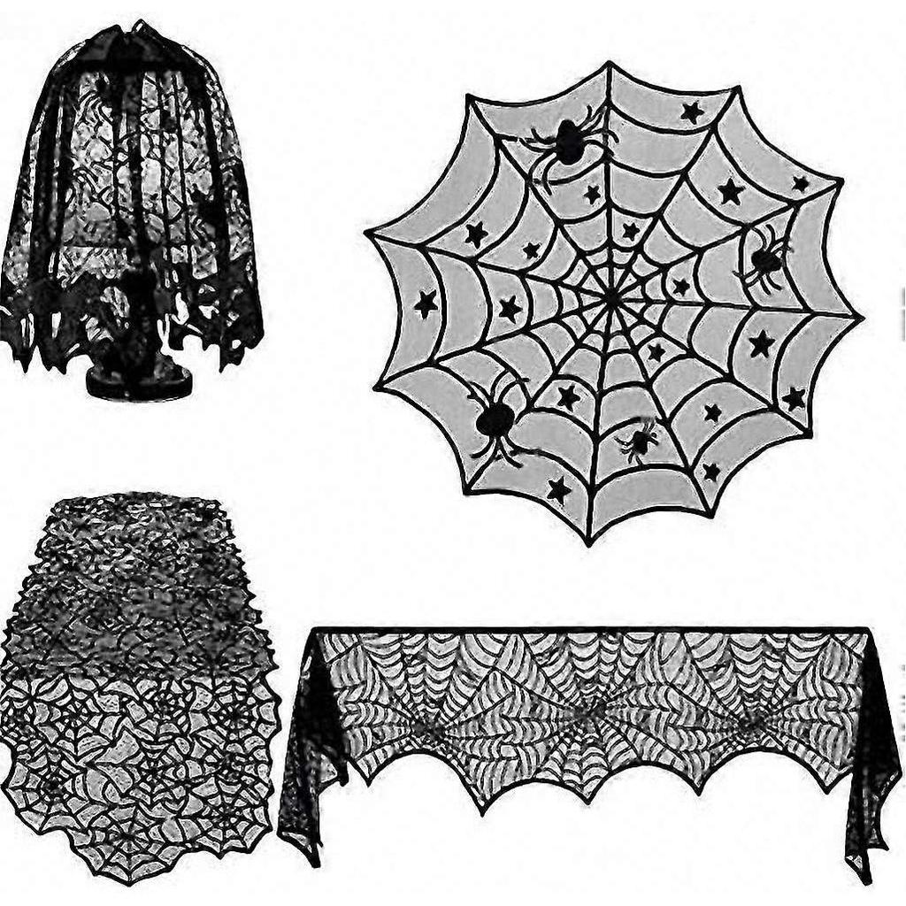 Elegant Spiderweb Halloween Decor: Table & Fireplace Accents
