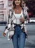 2024 Women's Plaid Print Long-sleeved Jacket - European & American Spring/Autumn Fashion