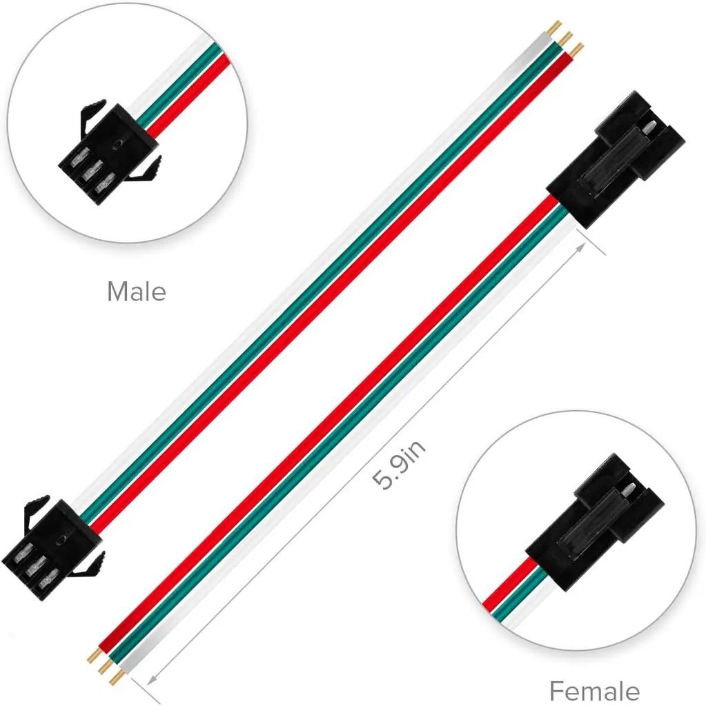 10 Paare 2/3/4/5pin SM JST 15cm Kabel Buchse/Stecker für LED Streifen RGB 5050 3528 WS2801 APA02 WS2815 WS2813