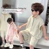 Boys' 2026 Summer Quick-Dry Sleeveless Zipper Two-Piece Set with Letter Print Shorts