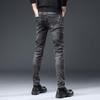 Fashion Brand Black Gray Jeans Men's Stretch Slim Fit Skinny Pants Korean Fashion High-End All-Match Casual Long Pants