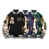 Jaqueta de Beisebol Masculina Primavera e Outono Casual Costura Bordado Uniforme de Beisebol Jaqueta de Exterior Casaco Casual Antivento Roupas Masculinas