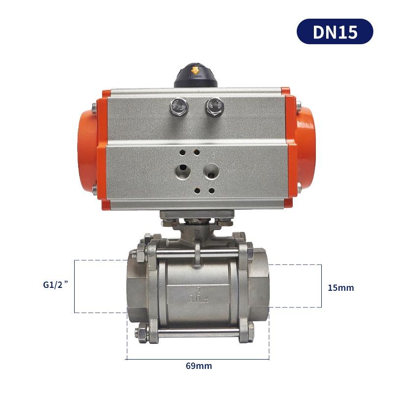 Pneumatic 304 Q611F-16P Stainless SteelThreaded Ball Valve Pneumatic Three-Piece Ball Internal Thread Valve DN15 DN20 DN25 DN32