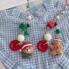 Korea Cute Christmas Bear Gingerbread Man Pendant Phone Chain For iPhone Jewelry Strap Gift Girl Hanging Decor Keyring Cord Rope