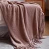 Nordic-style sofa throw blanket, office nap blanket, fringed knitted wool casual air conditioning thin blanket