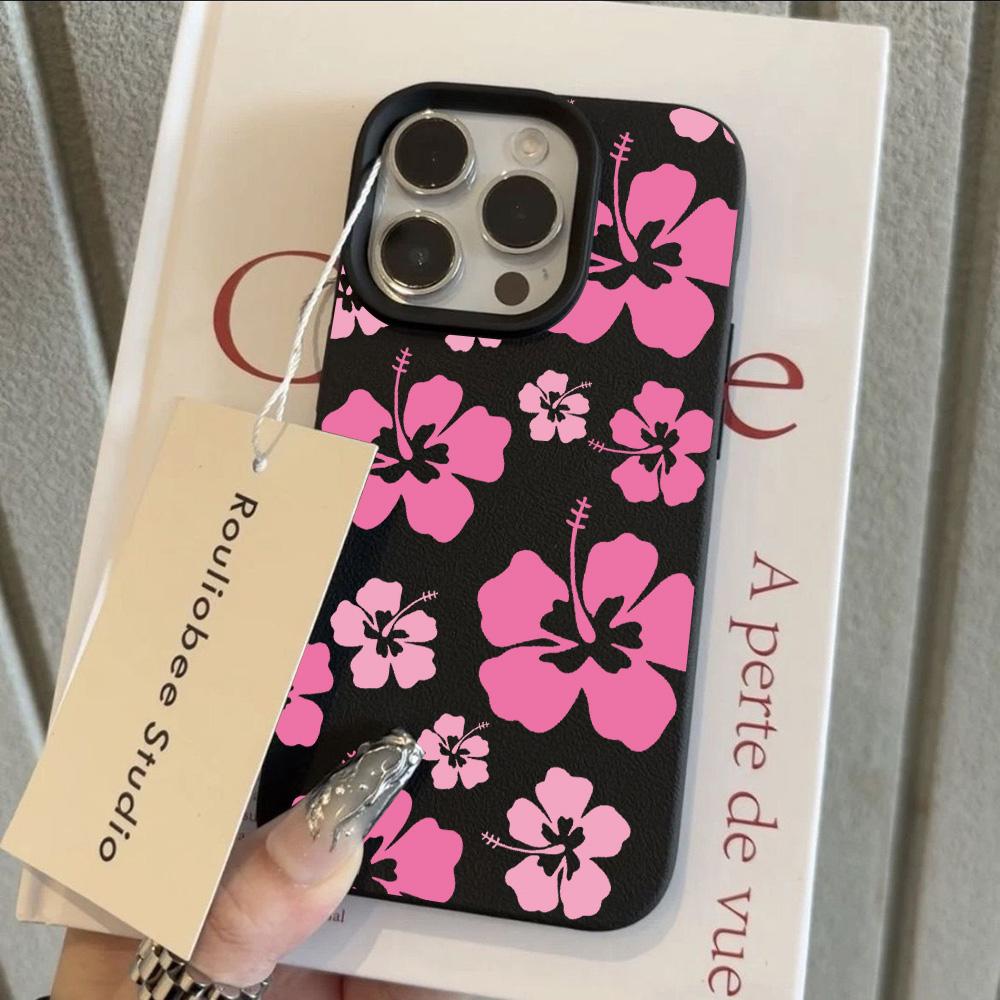 HOT Cool Flower Lily Luxury Lichee leather pattern Phone Case For iPhone 17 16e 16 15 14 13 12 11 Air Pro Max Plus X XR XSMax