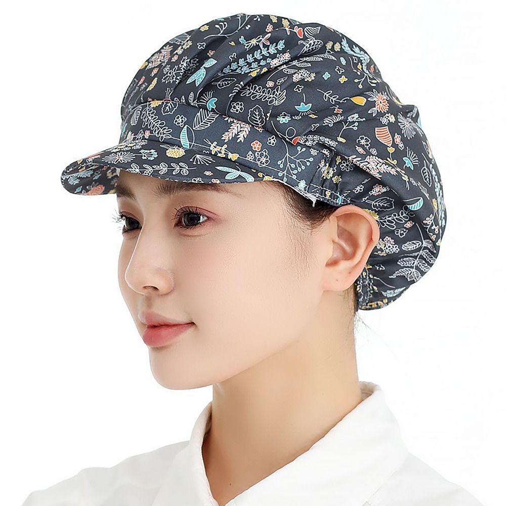 Cotton Chef Cap Flowers Potištěná hygienická čepice Prodyšná pracovní čelenka Kitchen