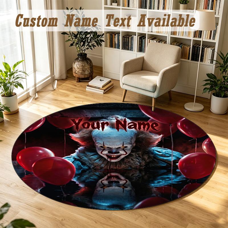 IT Pennywise Personalized Round Rug Support Custom Name, Soft Home Decor Mat