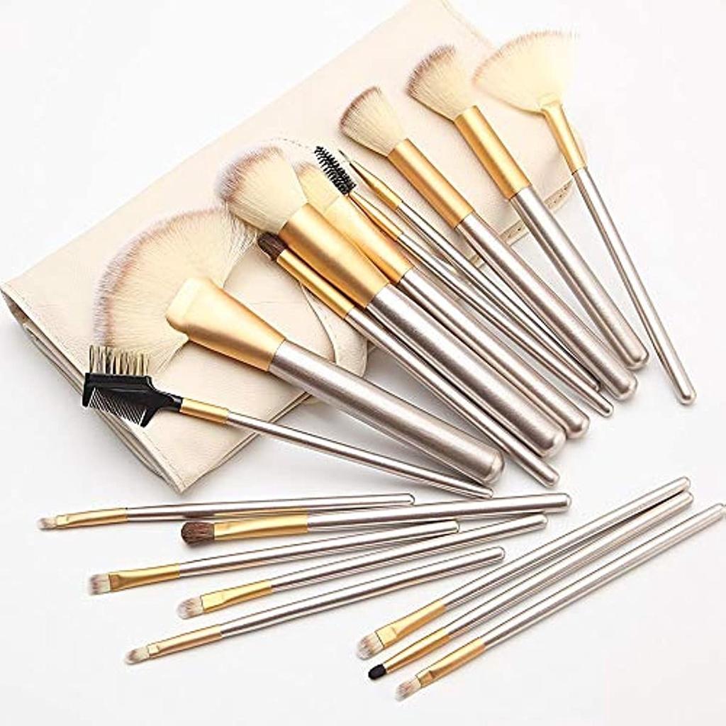 18-teiliges Make-up-Pinsel-Set, Make-up-Pinsel mit Reiseetui, Holzgriff, professioneller Kabuki-Pinsel aus synthetischen Fasern, Premium