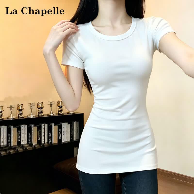 La Chapelle Women s Slim-Fit Mid-Length Short Sleeve T-Shirt S
