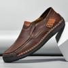 2025 hand-stitched men's shoes driving casual shoes one-pedal men's leather shoes low-top large-size loafers