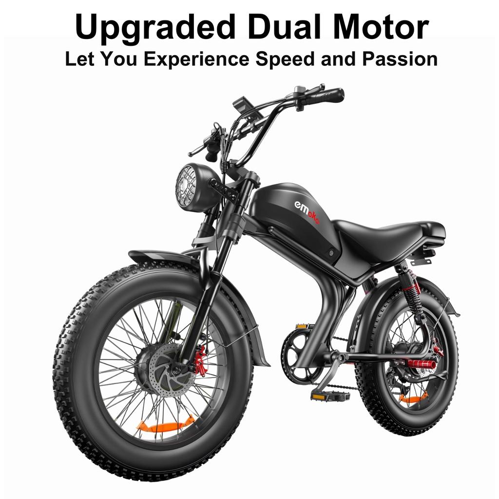 Rower Elektryczny EMOKO C93 2000w Podwójny Silnik Bateria 23AH 20" Grube Opony Ebike Z Pełnym Zawieszeniem Hamulce Hydrauliczne Dla Dorosłych