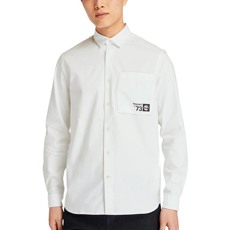 Timberland Logo Pocket Solid Long Sleeve Shirt Men shirts White A2G6M-A94