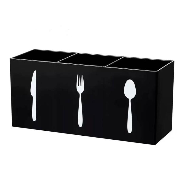Besteckhalter Acryl 3 Fächer Besteckkasten mit Top-Zugang für Küchenarbeitsplatte und Kaffeebar Servicebereich