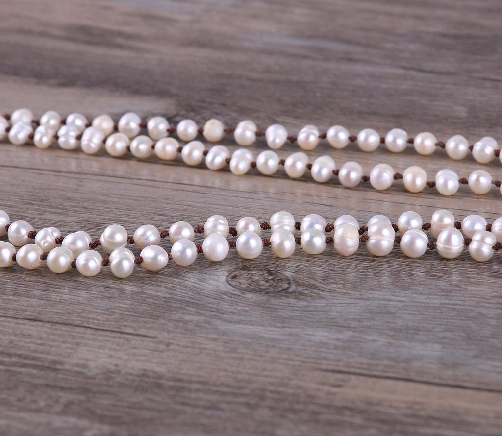 KELITCH June Birthstone Pearl Necklace for Women, Long Beaded Necklace with Tassel (Lake Blue)