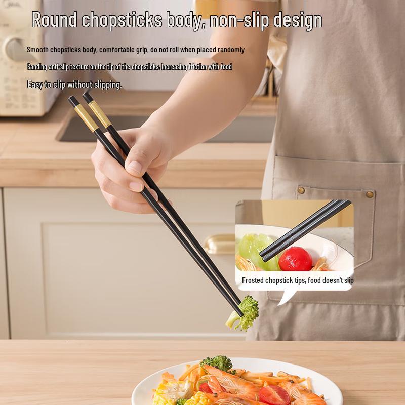 Elegant Chinese Alloy Chopsticks - Non-Slip, High-Temperature, 10 Pairs