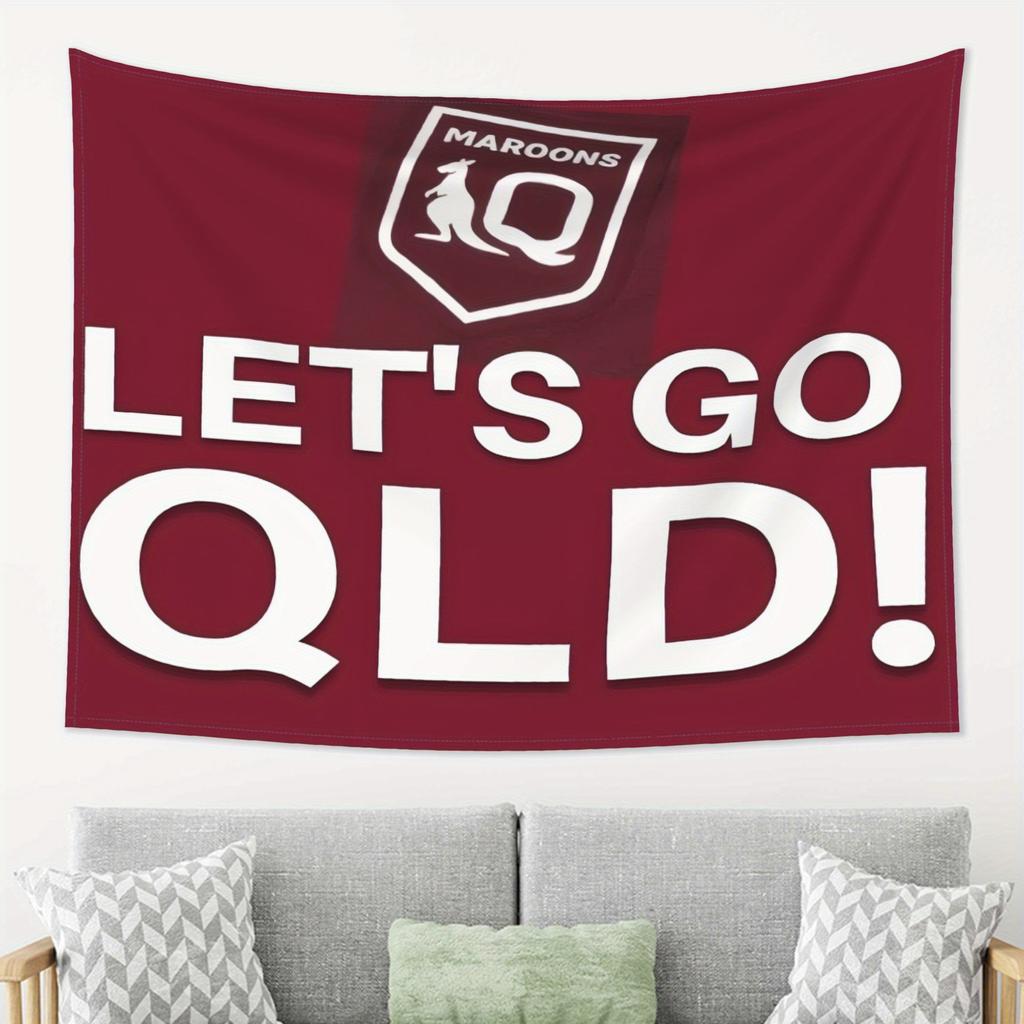 Queensland Maroons Los geht's Alter Sportfan Wandbehang Lebendiges Weinrot Weißer Teamgeist Dekor