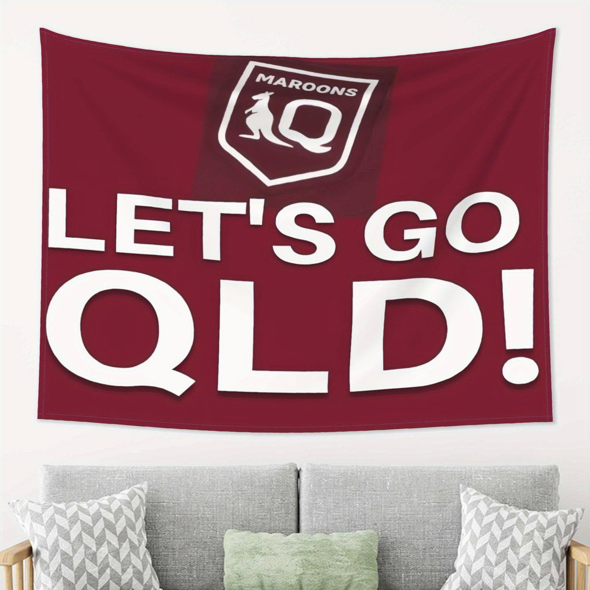 

Queensland Maroons Lets Go Old Sports Fan Wall Hanging Vibrant Maroon White Team Spirit Decor 74x94cm(29x37in)