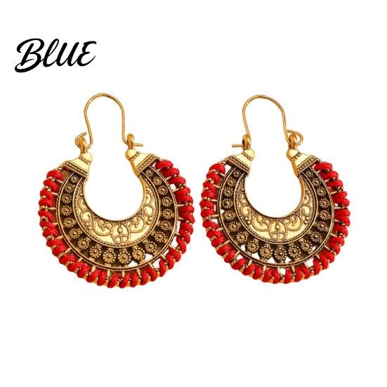 Beach Vacation Accessories 1 Pair Retro Style Bohemia Earrings Hand-Woven