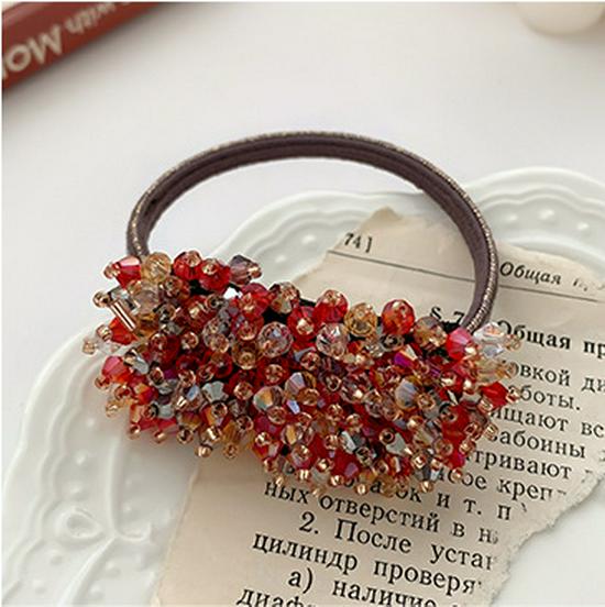 Korean Crystal Beaded Hair Tie: Elegant, Retro, Versatile Accessory