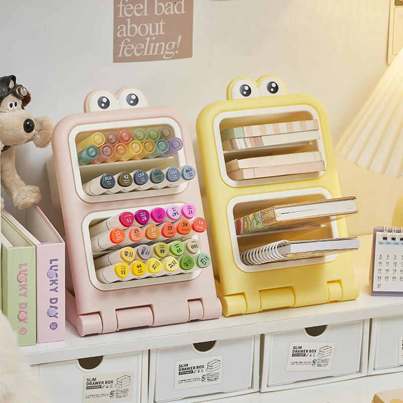 Slanted Insert Pen Holder Stationery Rack Makeup Storage Case Desk Supplies Organizer For College Dorm Office School