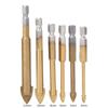 6PC Hexagonal Shank Titanium Triangular Glass Ceramic Drill 4mm  5mm  6mm  8mm  10mm 12mm