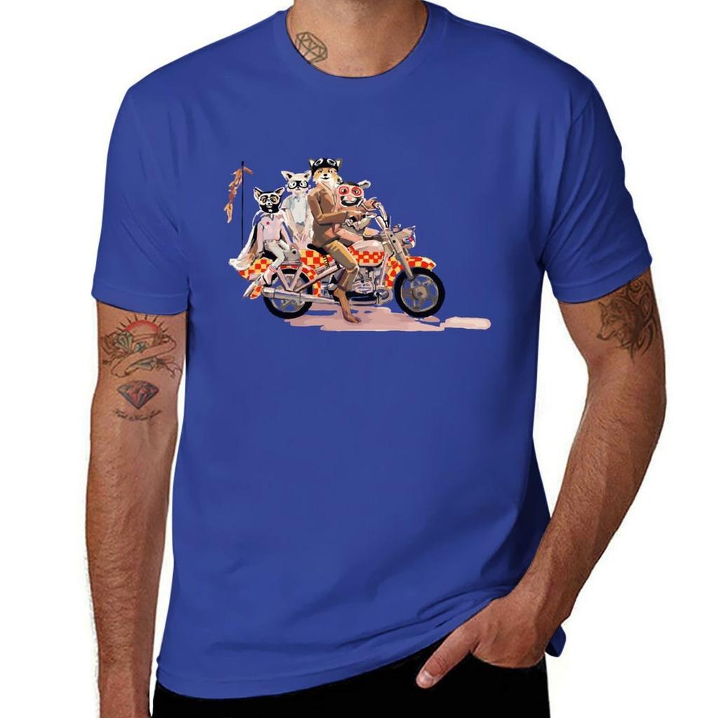 Schönes Andenken fantastische Mr. Fuchs Familie auf einem Motorrad Großartig Für Musikfan T-Shirt Anime Übergröße Oberteile schlichte T-Shirts Herren