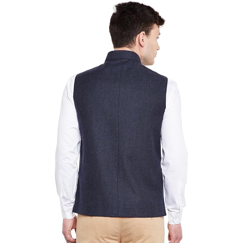 WINTAGE Men s Tweed Bandhgala Festive Nehru Jacket Waistcoat Beige 36 тёмно-синий