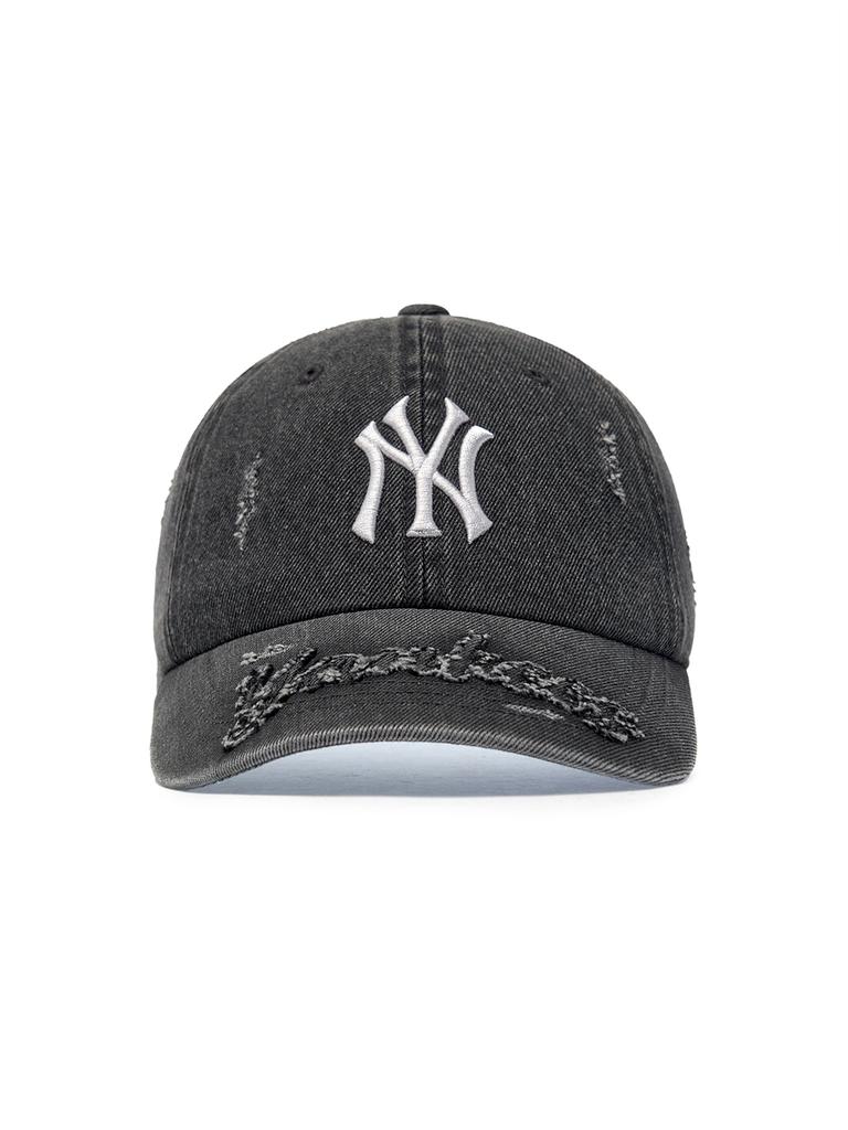 Emelbi Vintage Used Denim Unstrukturierte Baseballkappe Ny (Schwarz)