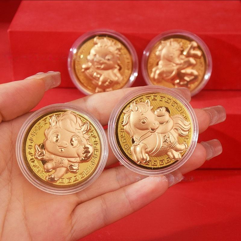 1/3Pcs Year Of The Horse Commemorative Medal 2026 Zodiac Horse Imitation Gold Foil Card Souvenir Coin Metal Crafts Gift