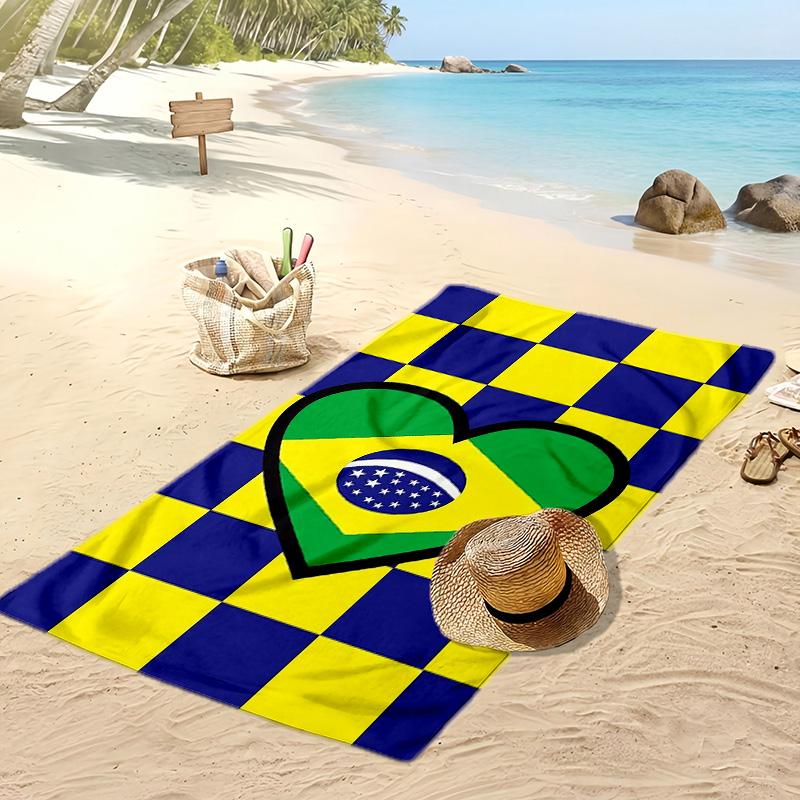 Brazil National Football Team Printed Beach Towel Quick Dry Soft TowelPortable Large Rectangular Beach Blanket for Travel Swimming Pool