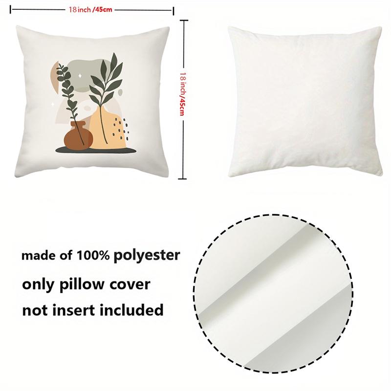 Modern Plant Vase Pattern Decorative Cushion Covers Polyester Pillowcase, Sofa Decorative Cushion Cov Headboard Pillow