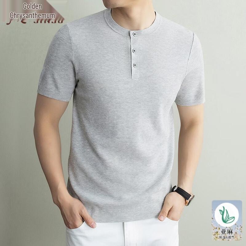 Men s Summer Linen Blend Short-Sleeve T-Shirt 3XL