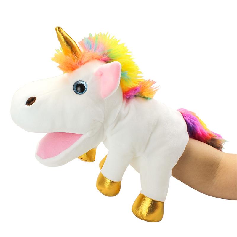 

1/2pcs Unicorn Hand Puppet Plush Doll Stuffed Animal Soft Figurine Kids Educational Kindergarten Toy Gift for Children Birthday білий