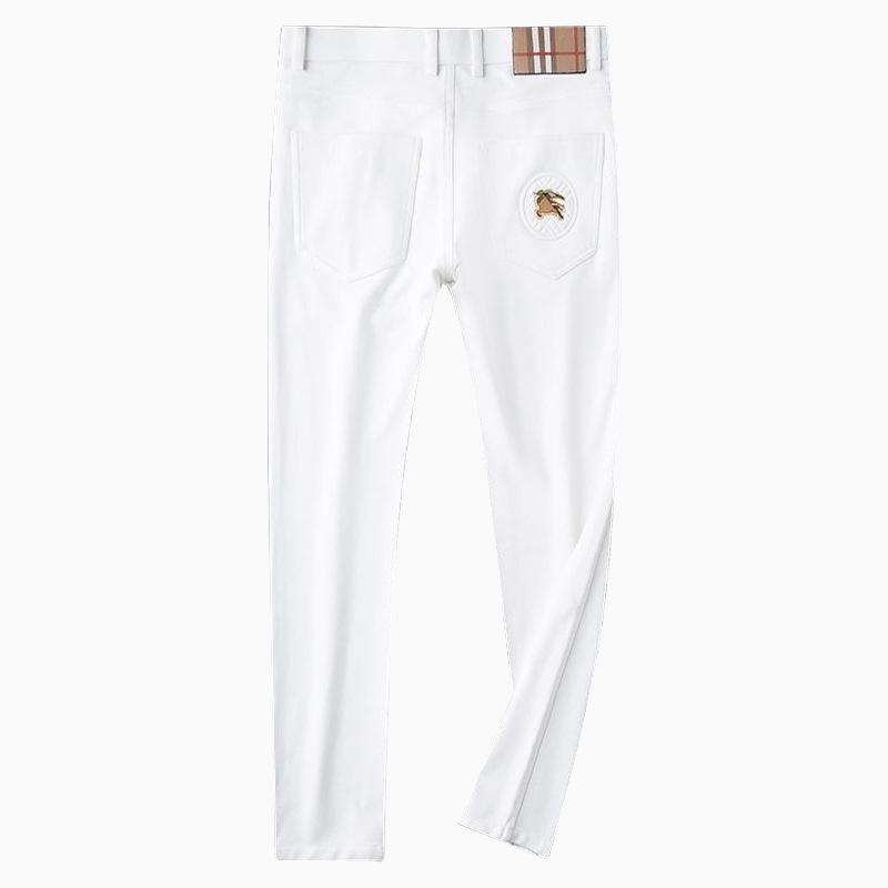 Kırışmaya Dayanıklı Dar Kesim Erkek Beyaz Kot Pantolon - Yıkanabilir, Düz Bacak, İş Günlük Giyim, Hafif Lüks, Sonbahar & Kış Trend Marka.