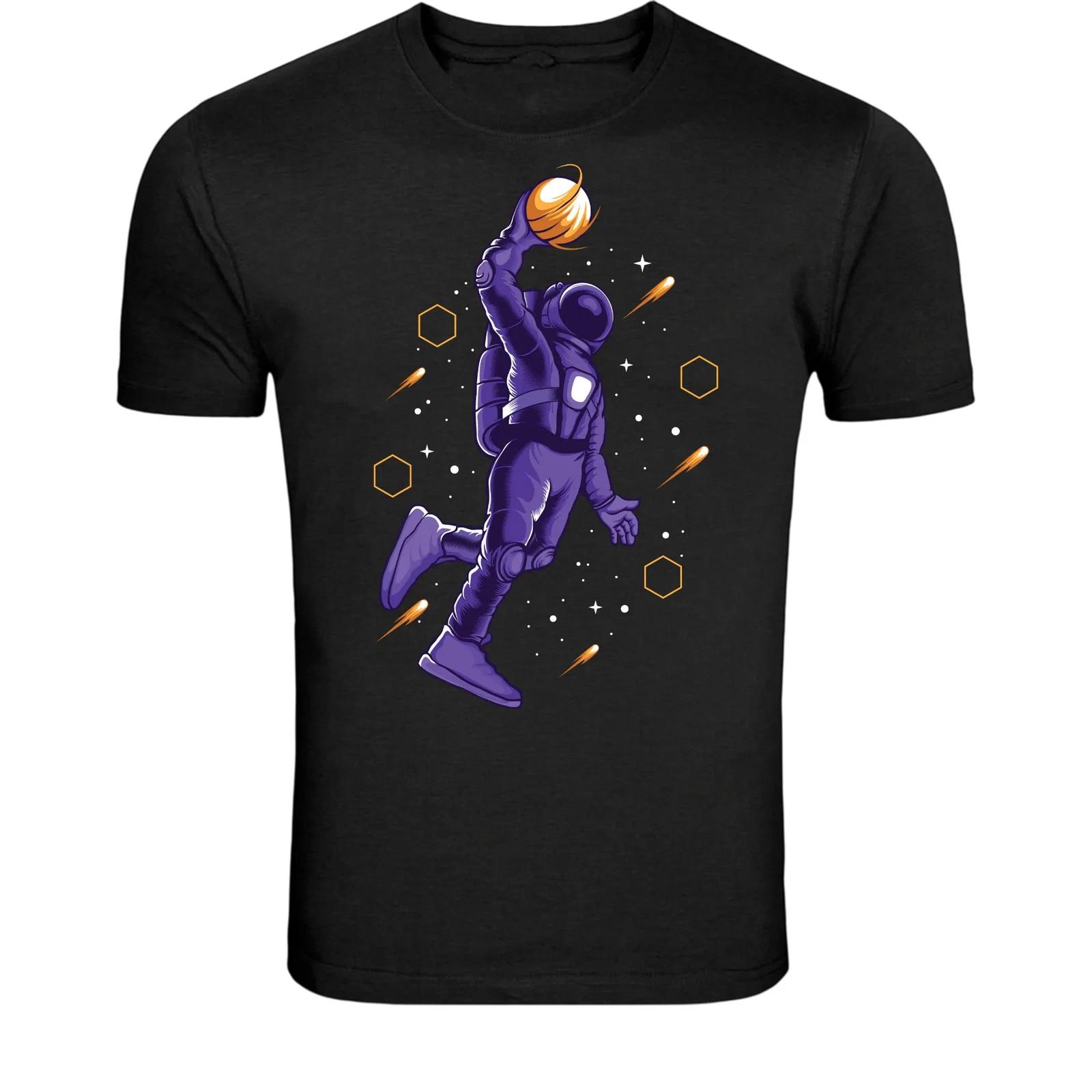 Astronaut Basketball Space Dunk T-Shirt - Cosmic Sports Graphic S