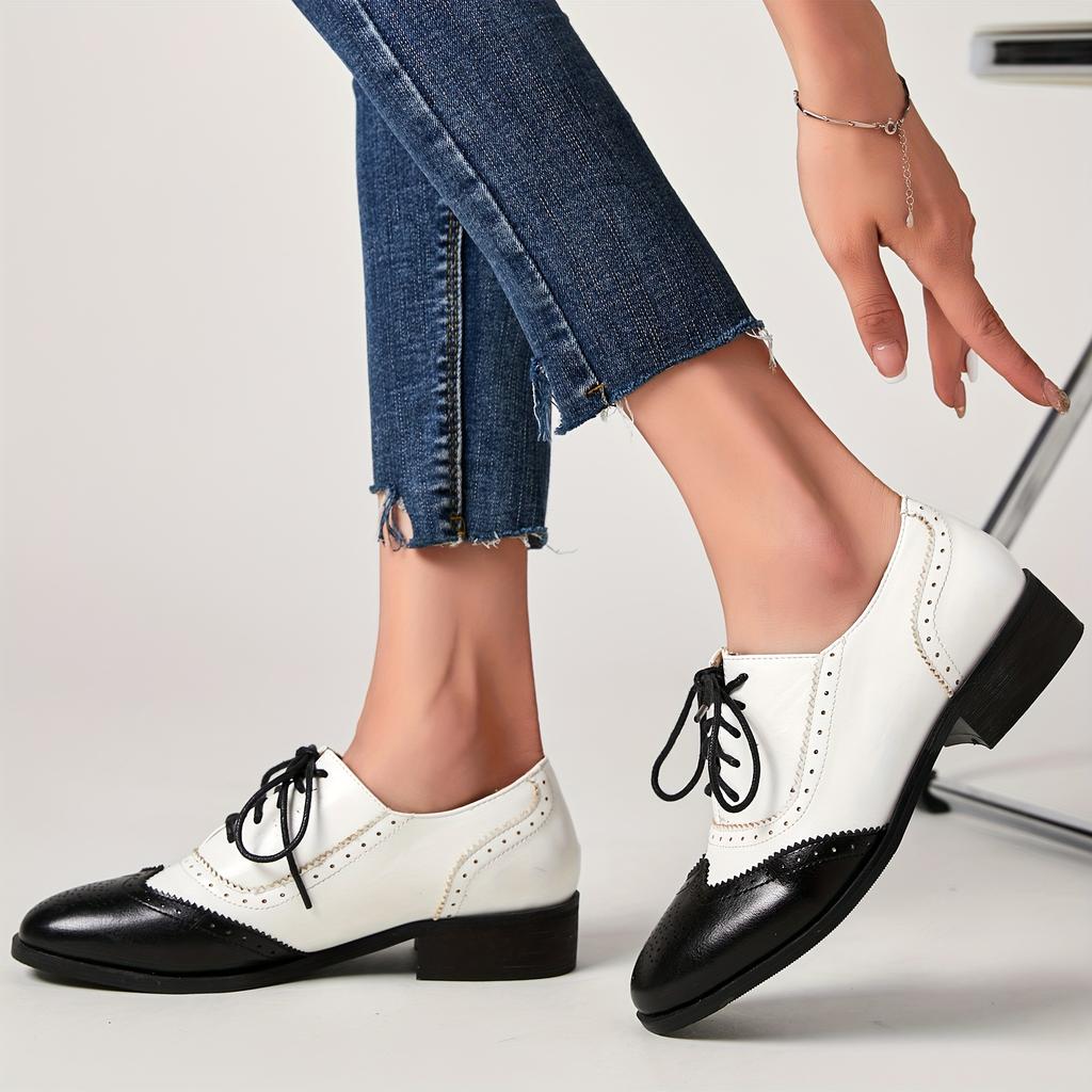 Britischer Stil Retro Damen Oxford Schuhe mit niedrigem Absatz