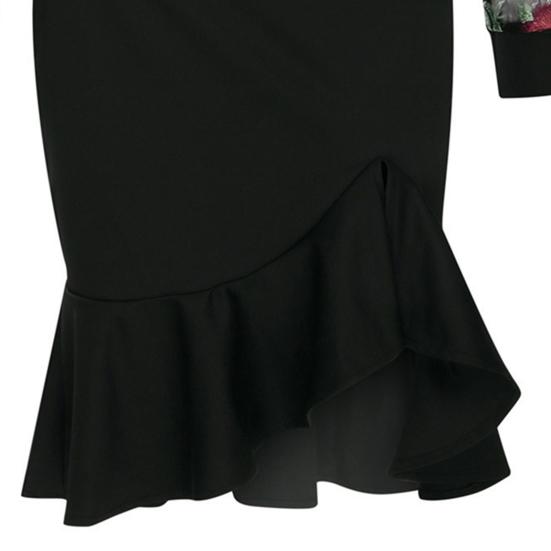 Petticoats für Damen, Übergröße, formelle Kleidung, Stickerei, Rüschensaum, Frühling/Herbst, Pailletten, Blumenmuster, geteilter Saum, Kleid für Hochzeit