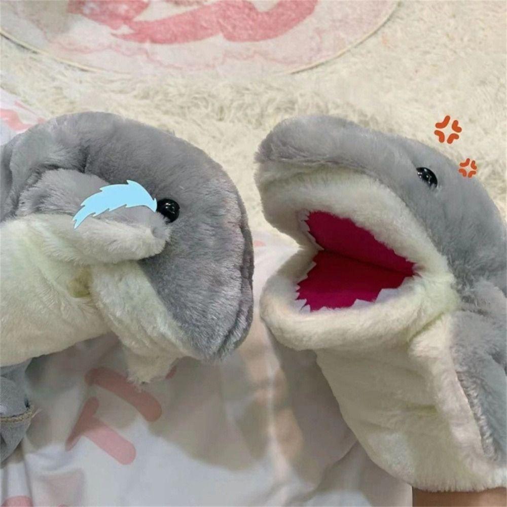 Plush Animal Shark Puppet Stuffed Animals Plush Hand Puppet Birthday Gift   Early Education Toys